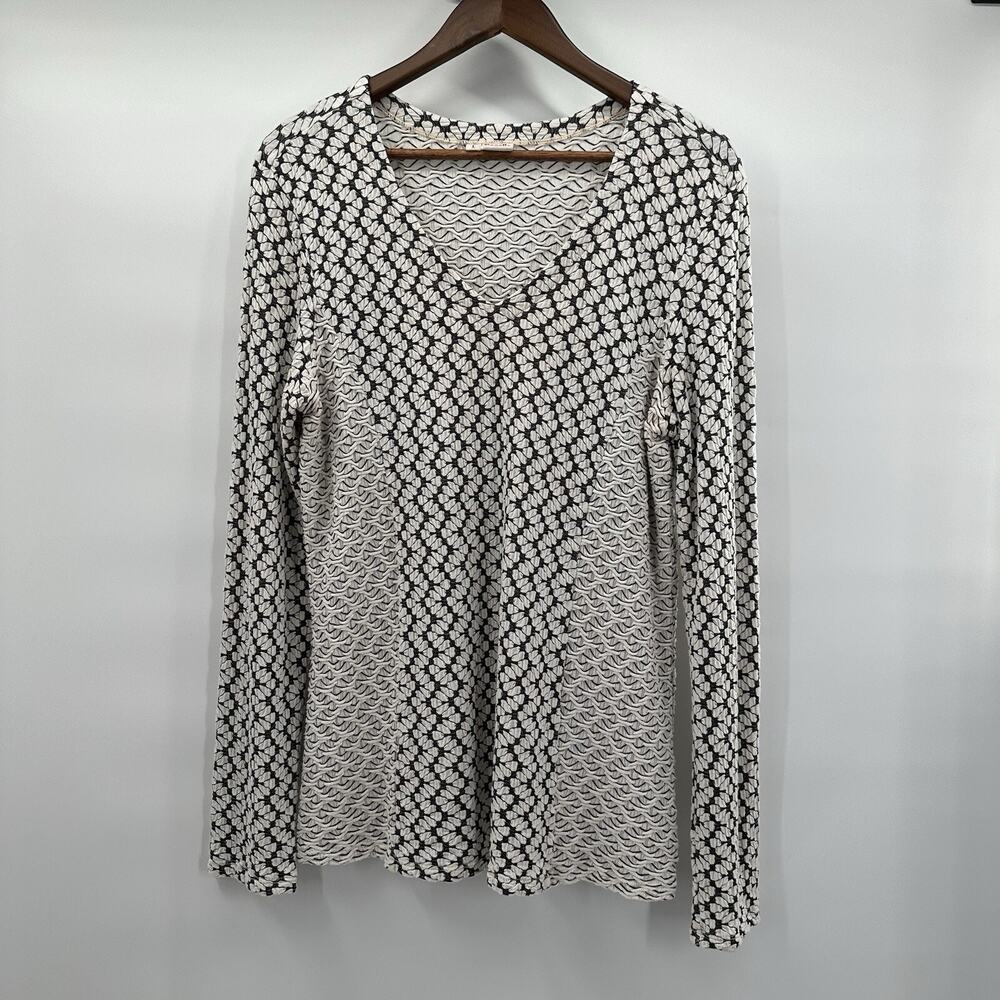 Tianello Top Shirt Womens‎ Large Cream Tunic Art to Wear Stretch Textured
